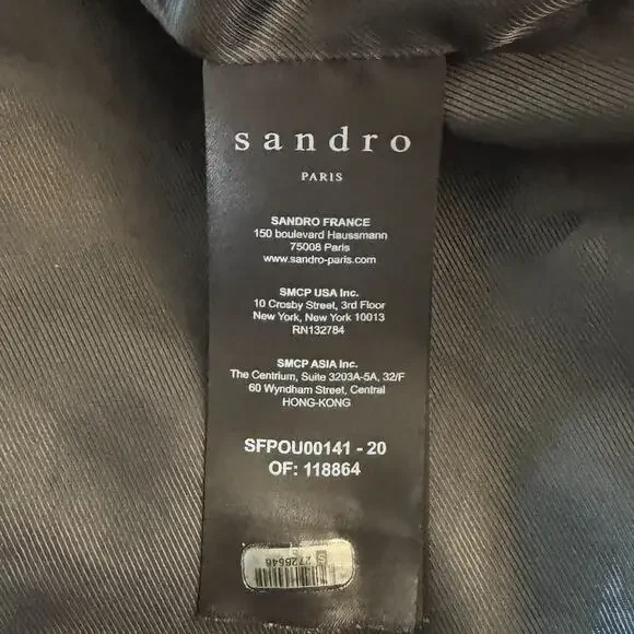 Sandro Fauny Faux Leather Leather Jacket Black - Picture 7 of 12